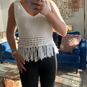 Club Monaco Knit tassel sleeveless top